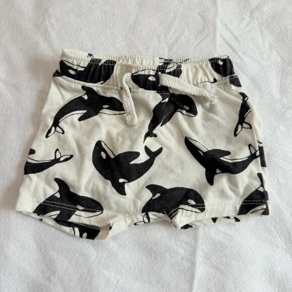 Old Navy Baby Shorts Shorties Black White Orca Whale Print 0-3 Months Boy Girl - Picture 1 of 6